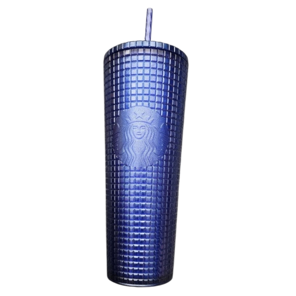 Starbucks Blue Purple Grid Textured Tumbler